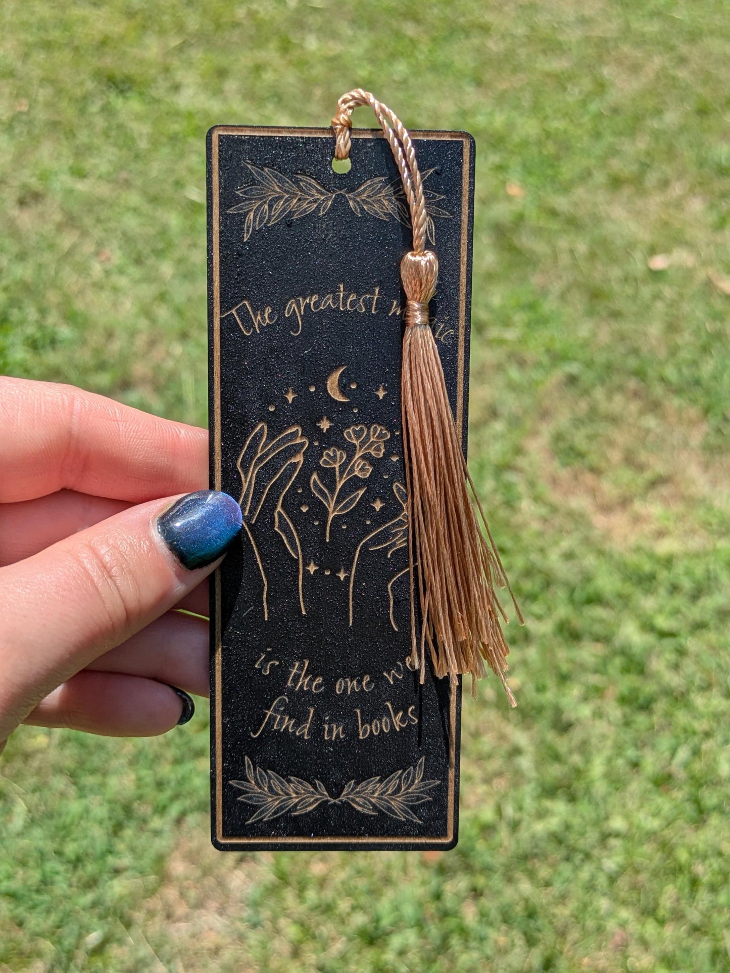 Magical Quote Bookmark - Laser Engraved Black Wood - Witchy Book Lover Gift
