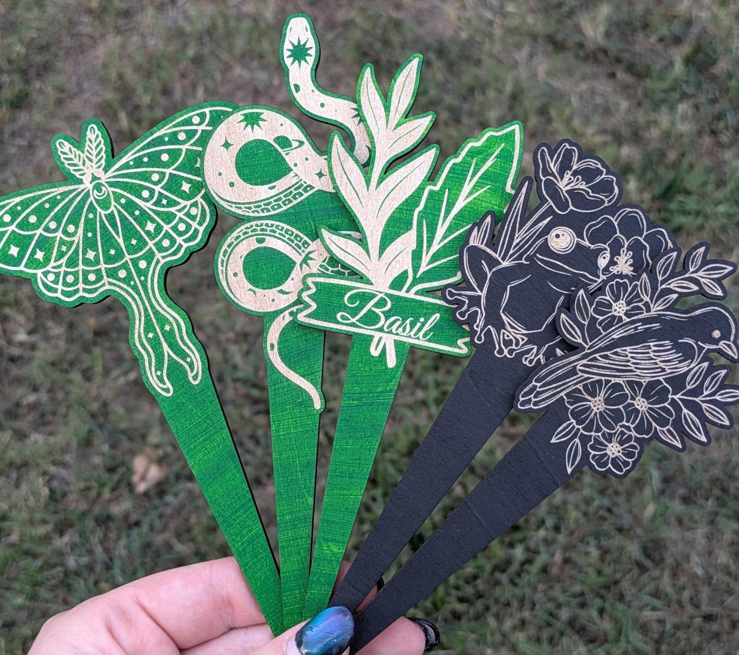 Whimsical Wooden Plant Stakes - Set of 3