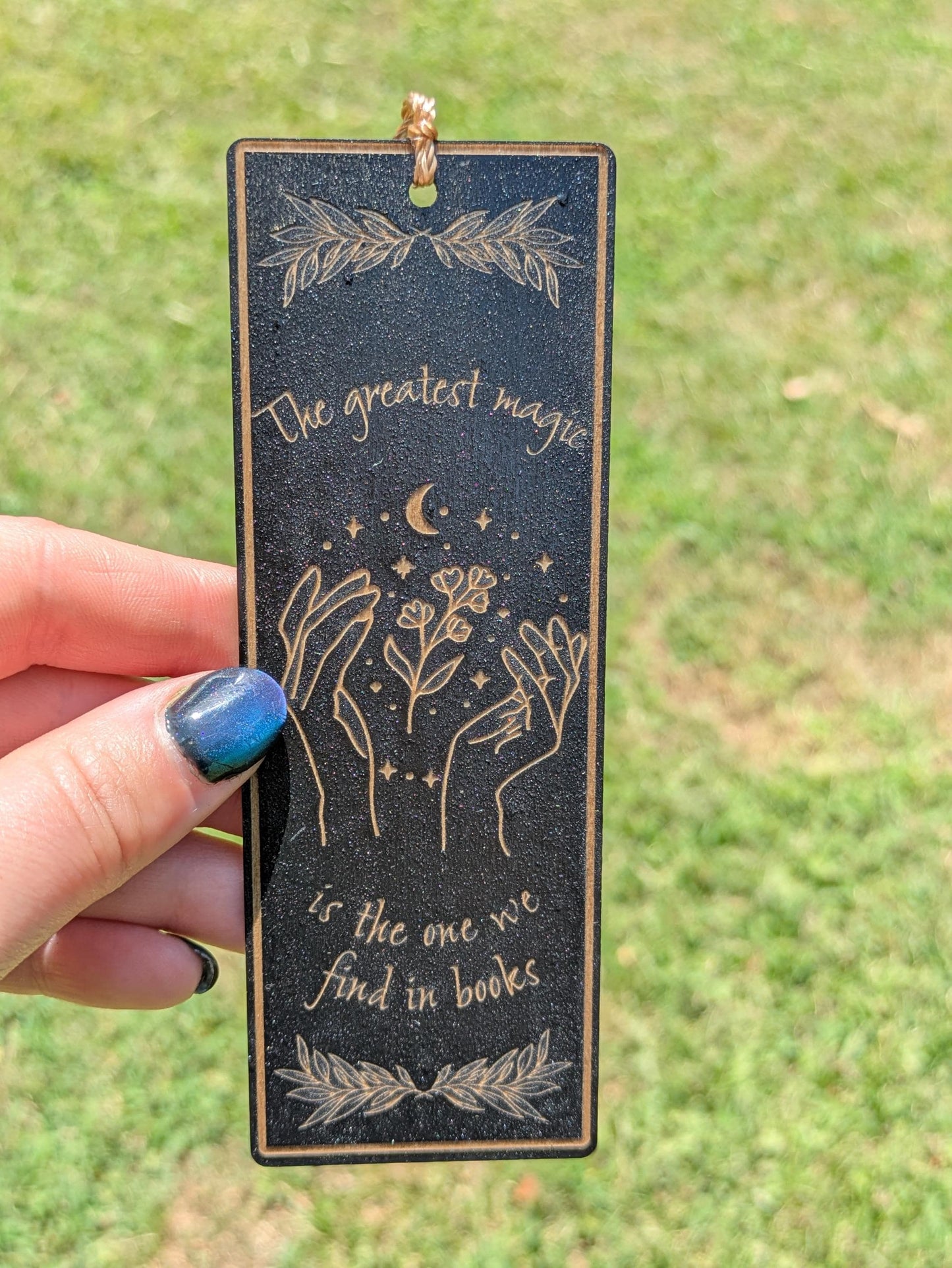 Magical Quote Bookmark - Laser Engraved Black Wood - Witchy Book Lover Gift