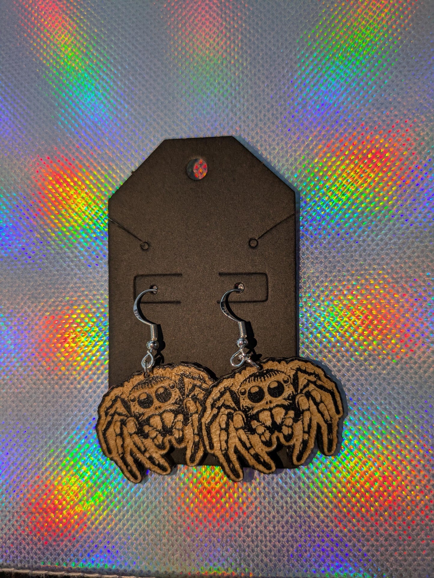 Wooden Spider Earrings - Laser Cut & Engraved